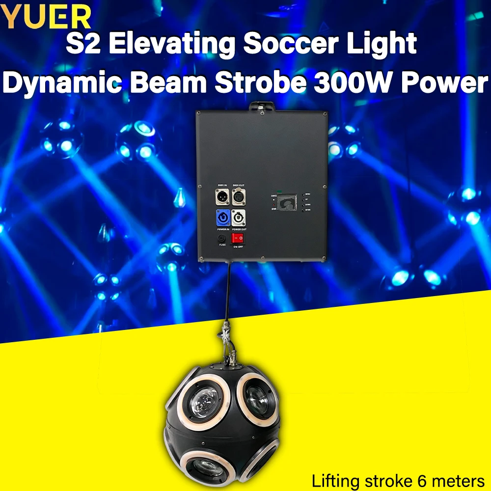 YUER S2 Elevating Soccer Light 300W Dynamic Beam Strobe 6m Lift DMX512 50,000h LED Wind-Cooled IP20 for Stage Events Concerts