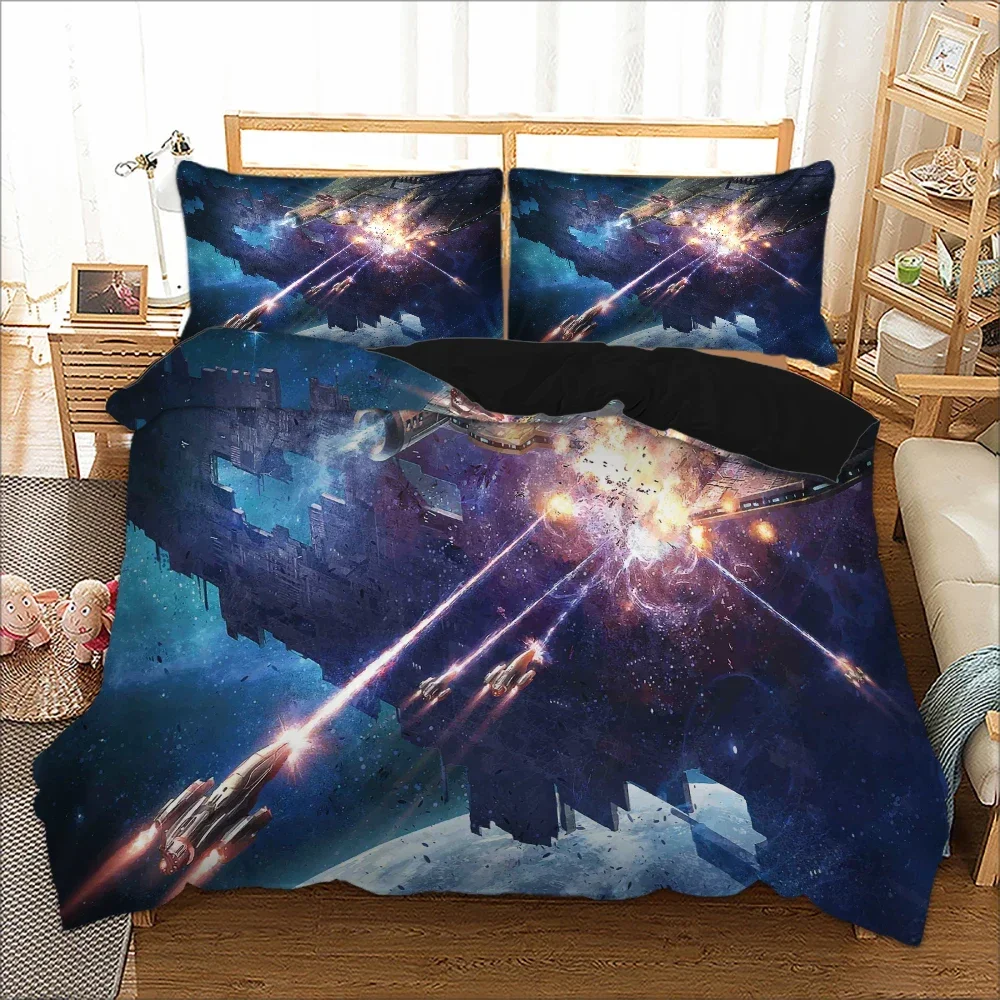 Outer Space Themed Bedding Astronaut Twin Comforter Cover For Kids Boys Rocket Ship Planets Stars Duvet Cover Space Adventure 3d