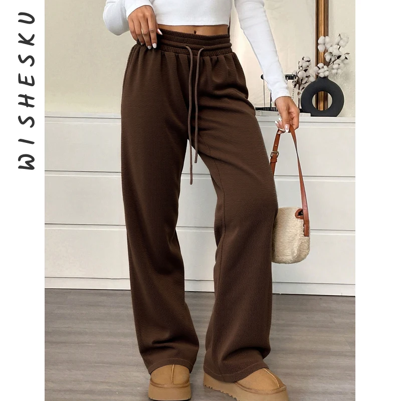 Pantaloni sportivi casual con coulisse a vita alta da donna Pantaloni sportivi elasticizzati dritti 2025 Autunno Inverno Harajuku Retro Y2K Abbigliamento