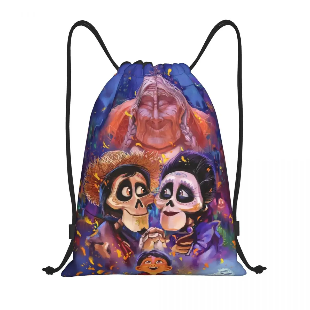 Custom Coco Cartoon Drawstring Tas Vrouwen Heren Lichtgewicht Sport Gym Opslag Rugzak