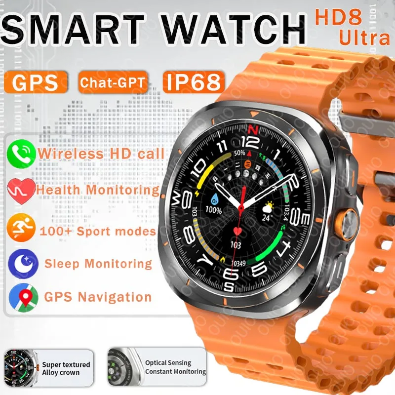 

Watch 8 Ultra Classic GPS Smart Watch Compass NFC Men AMOLED Call Chat GPT Watches IP68 Waterproof Sports Fitness Ms. Smartwatch