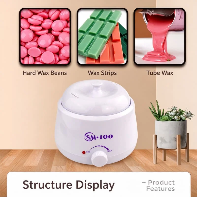 Electric Wax Heater Professional Hair Removal Wax Warmer 500ML Home Salon Waxing Kit for Facial Leg Bikini Body Hair Removal