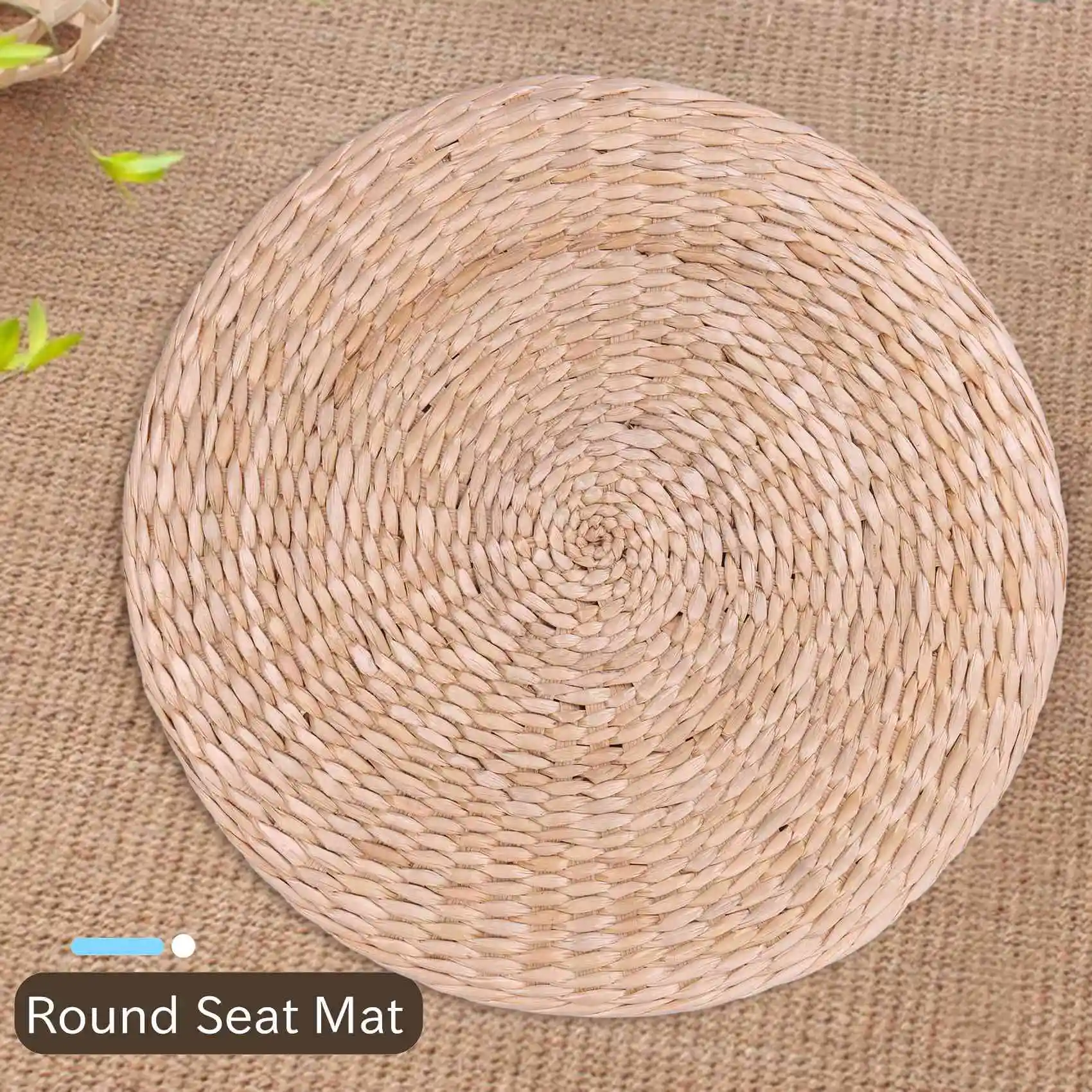 وسادة حصير من القش الدائري ، مصنوعة يدويًا ، للأرضية ، اليوغا ، كرسي ، مقعد ، سجادة ، 40