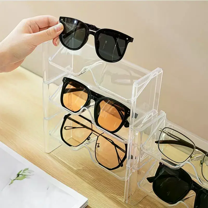 2 Pack Glasses Storage Rack Desktop Counter Sunglasses Display Stand Stacked Glasses Stand Storage Rack
