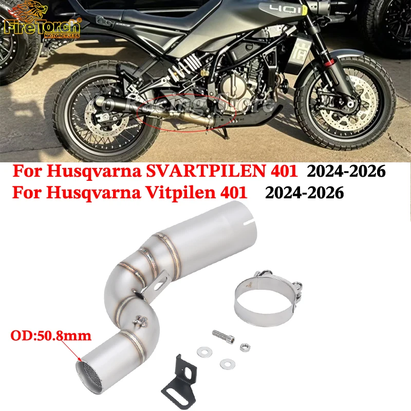 

Slip On For Husqvarna SVARTPILEN Vitpilen 401 2024 - 2026 Motorcycle Exhaust System Espace Mid Link Pipe Connect 50.8MM Muffler