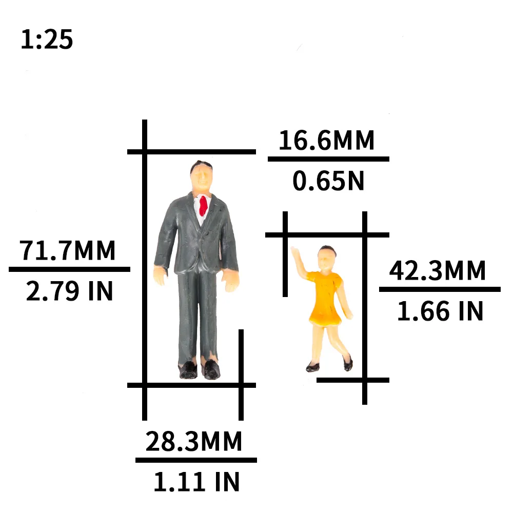 Figurines miniatures en plastique ABS, 10 pièces, 1:25, personnes, jouets peints, support assis, disposition de train ferroviaire pour diorama, poses aléatoires