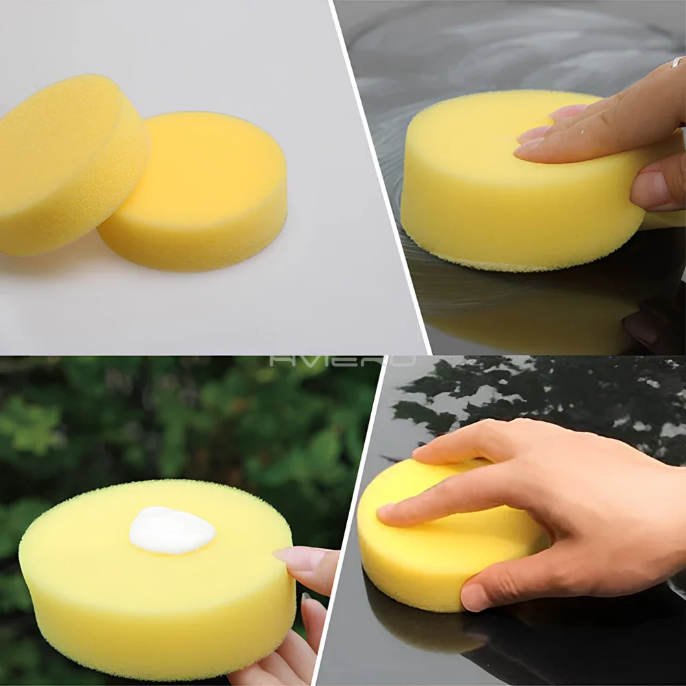 1/5PC Car Polishing Waxing High-density Sponge Yellow Washing Pressures Edge Foam Auto Wax Polishes Paint Care Available Cleaner