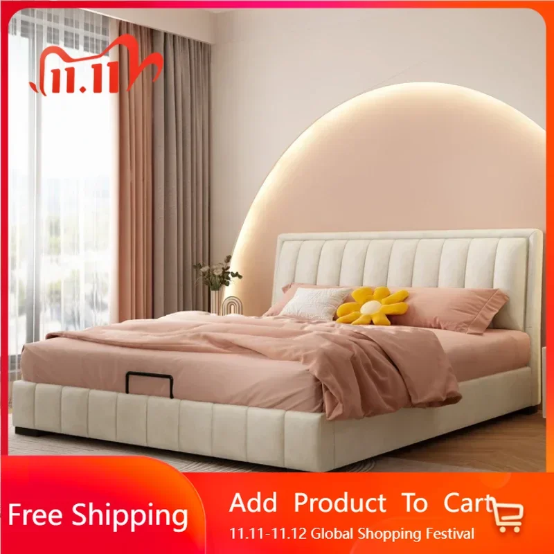 

Postmodern Elegant Frame Bed Storage Wooden Modern Side Table House Twin Bed Bases Full Trendy Beliche Postmodern Furniture