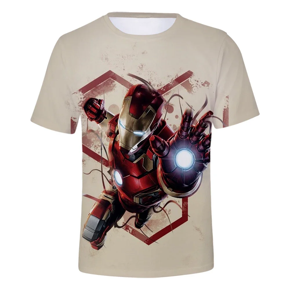 Disney T-Shirts Iron Man Cartoon Anime 3D Print Streetwear Men Women Casual Fashion Oversized T Shirt Kids Boys Girls Tees Tops