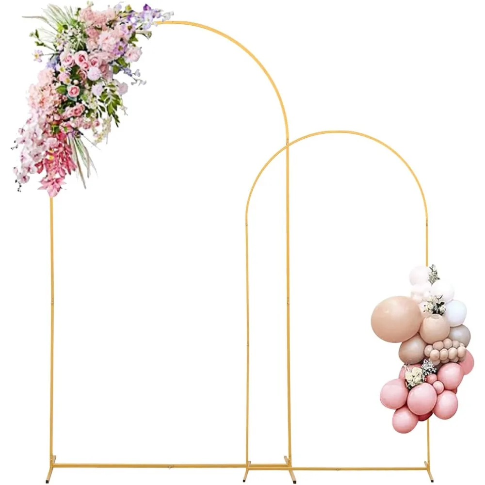 

Backdrop Arch Stand Set of 2 (7.2FT+6FT) Gold,Stable Metal Balloon Arch Stand Frame