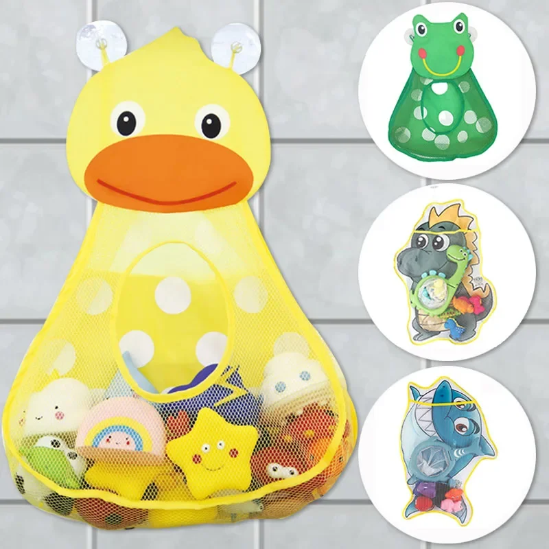 Baby Bath Toy Storage Bag Cartoon Cute Duck Mesh Quick Drying Bathroom Bath Bag with Suction Cup Drying Hanging Bag view 2