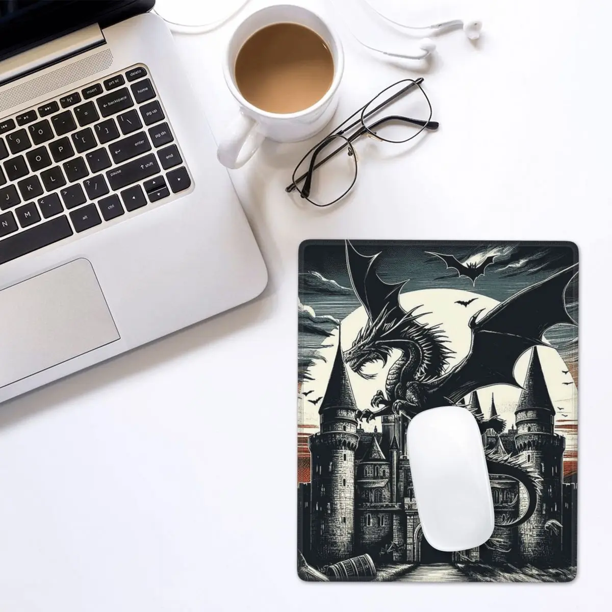 Fantasy Mythical Dragon And Castle Mouse Pad Gamer PC Laptop Mats Keyboard Carpet Computer Gaming Desk Mat 7x9 in 22x18 cm