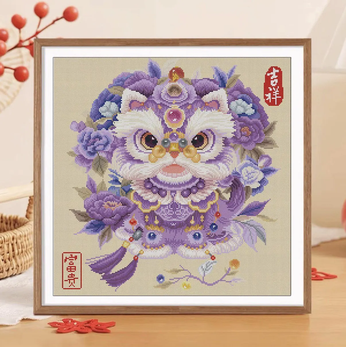 

Dances Lion DIY Printed Kit Cross Stitch 9ct 70x70cm Embroidery Needlework Sets Home Decor Crafts With Threads Needles 59 Colors