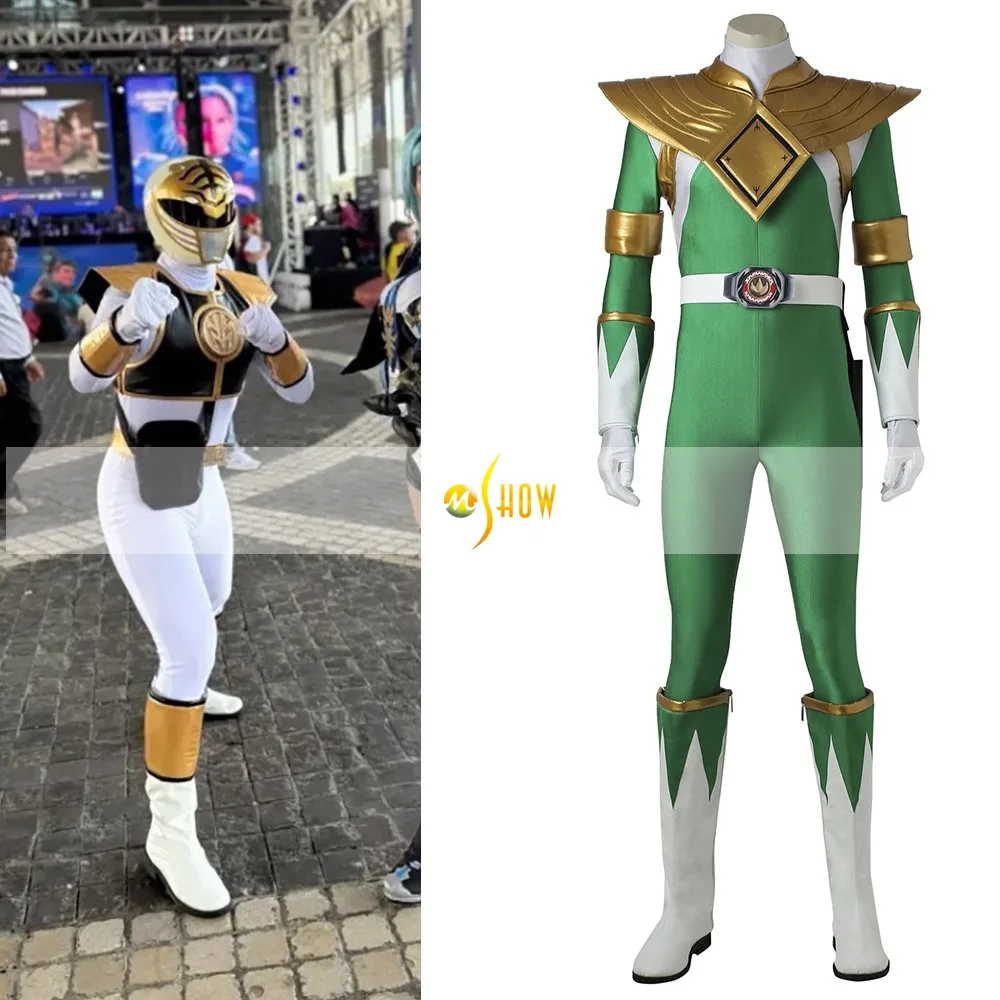 Disfraz de superhéroe de Halloween de Tommy Oliver, disfraz de Rangers, mono de cuero, uniforme de soldado, mono de armadura de batalla verde