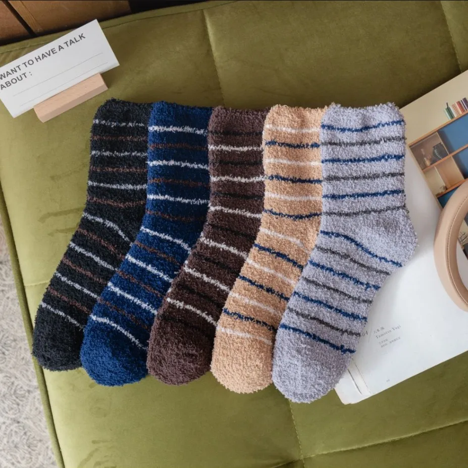 Thermosocken für Herren, Korallen-Fleece-Socken, bunte, leichte Sportsocken, lässige Socken, Wintersocken für Herren