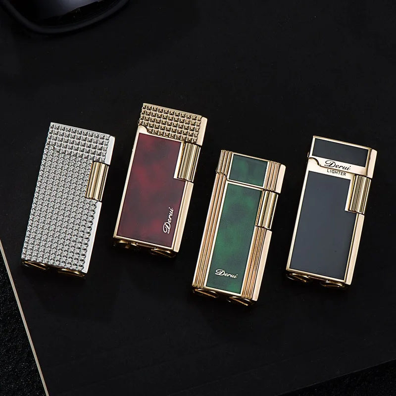 New Derui Metal Langsheng Kerosenes Lighter High-end Lighter Narrow Version Mini Side-sliding Open Flame Lighter Gadgets