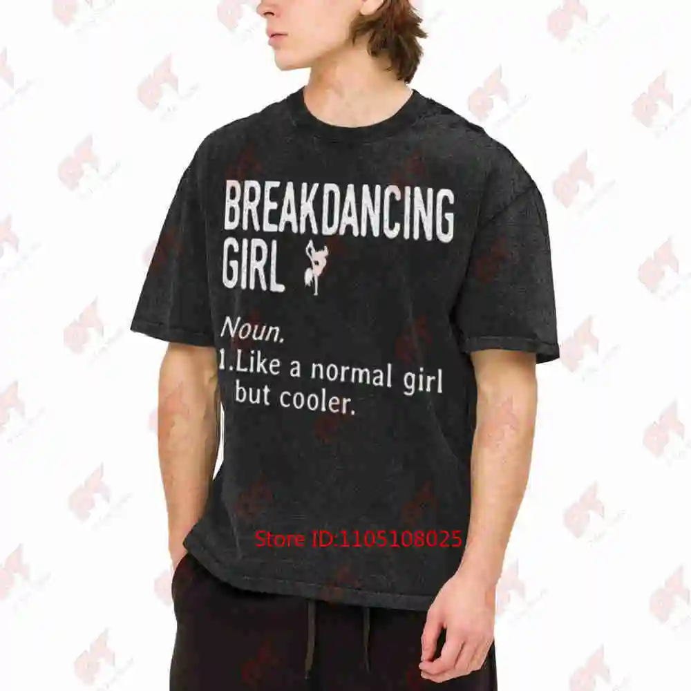Breakdancing Girl Hip Hop Street Dance Vintage Washed Tee Pure Cotton T-Shirt