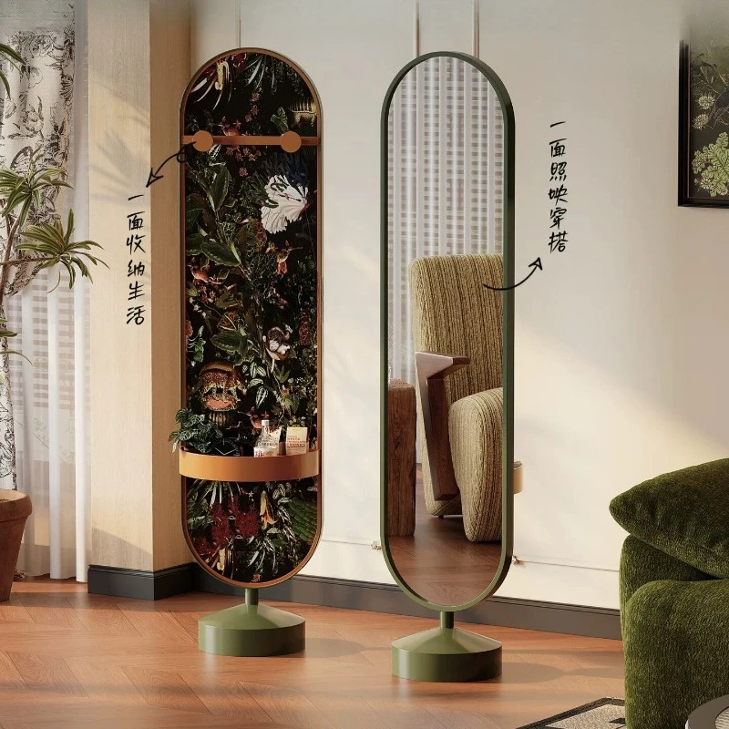 Retro full-body mirror floor-to-ceiling home girls' bedroom French light luxury rotatable dressing mirror
