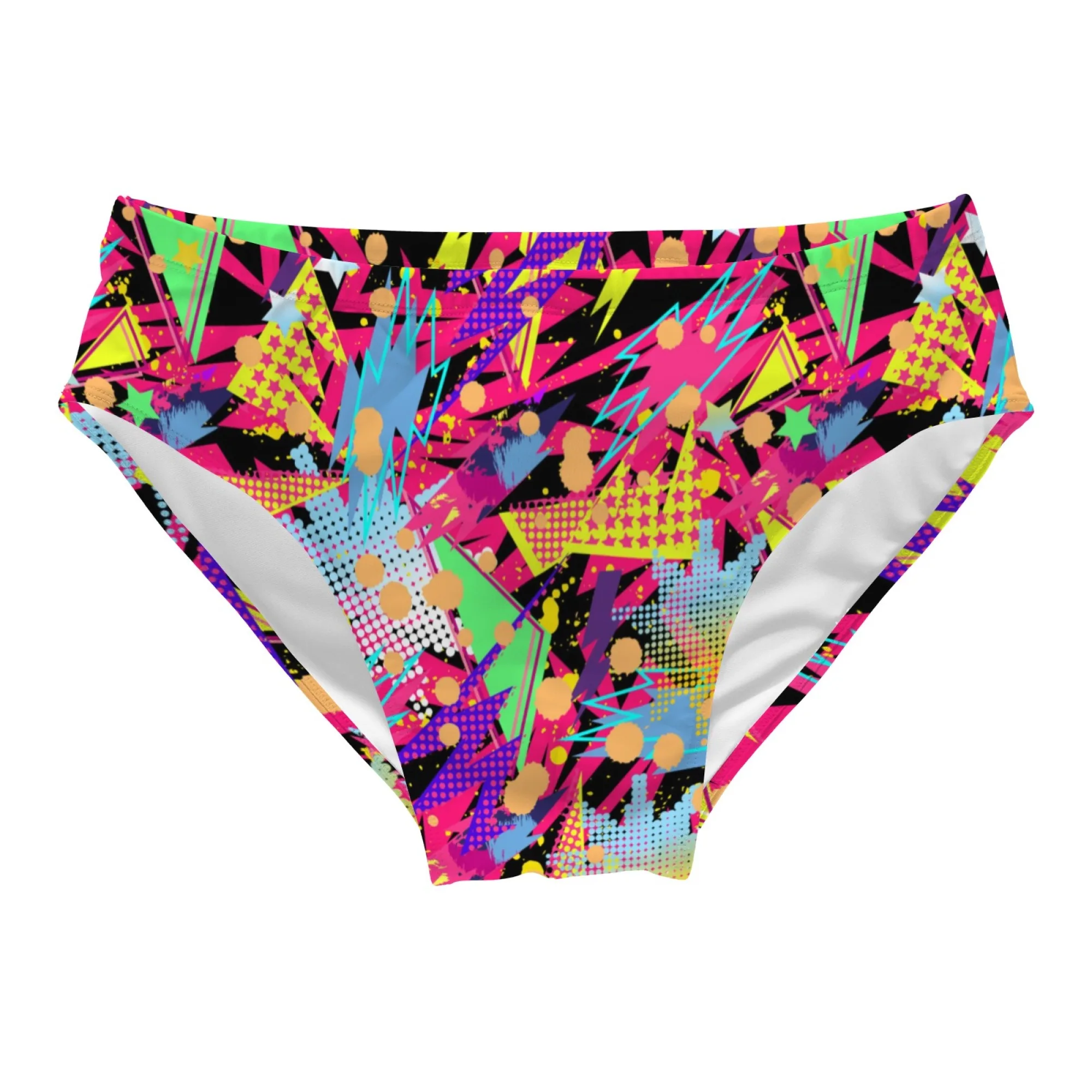 Neon Abstract Geometric Men's Swimming Trunks Stylish and Sexy Men's Briefs Stretchy Comfortable Casual Beach Bikini Surf Shorts