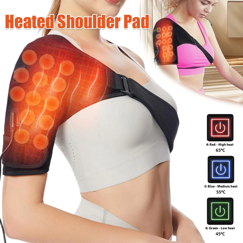

Подушечка для плеч с подогревом и регулируемым 3-уровневым нагревом, портативная поддержка плеч, грелка, плечевая повязка с подогревом для мужчин и женщин