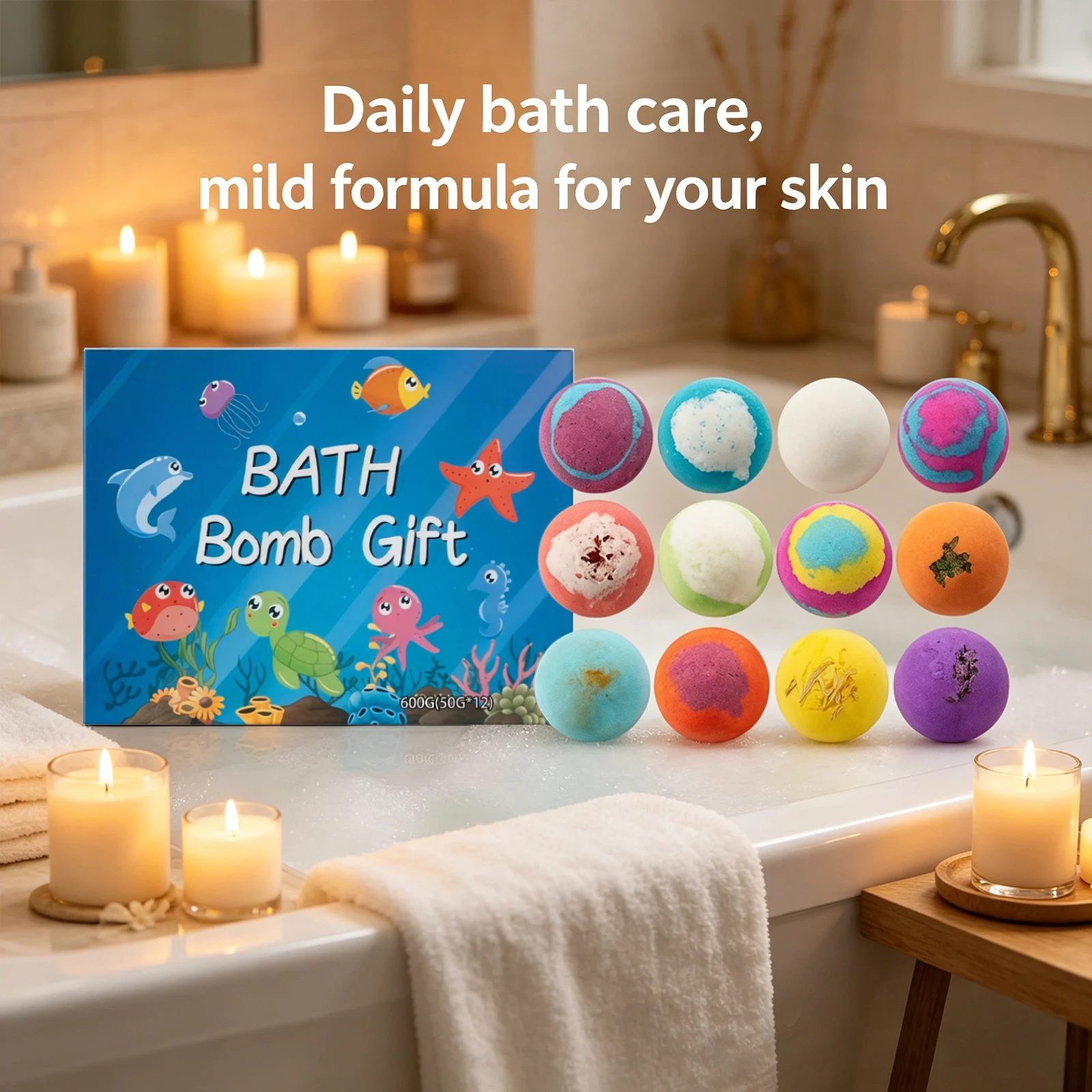

Natural Colorful Fizzy Bath Balls Moisturizing Cleaning Skin-Friendly Fun Bathtime Toy Bath Ball Perfect Birthday & Holiday Gift