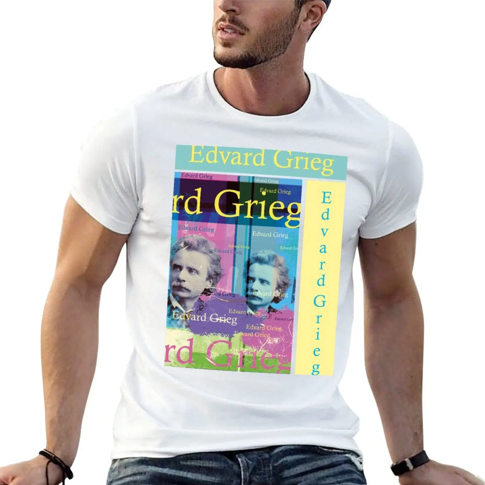 Edvard Grieg portrait, composer T-Shirt t shirt man plain t shirts for man graphic vintage printed t shirts for man T-shirt