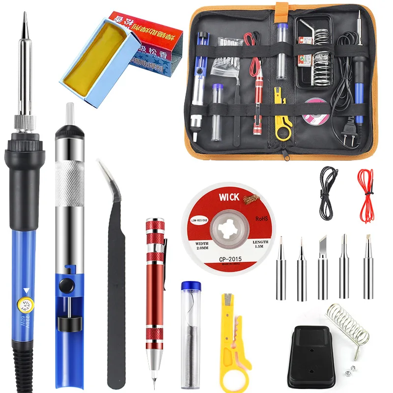 

24pcs Adjustable Temperature Soldering Iron 60W European Standard 220V Soldering Pen Kit