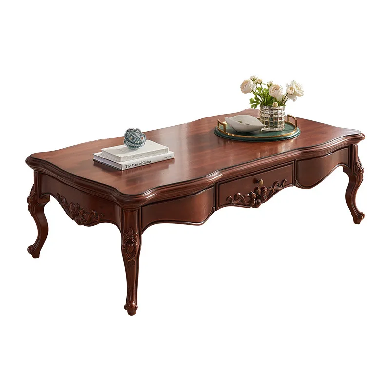 

wood coffee table living room household rectangular tea European with storage P432