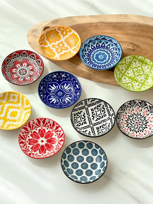 

Маленькая керамическая тарелка Doxima Sauce Di Jam Di Dip Plate Nordic Sle для домашнего использования, фарфоровая полосатая тарелка ручной работы