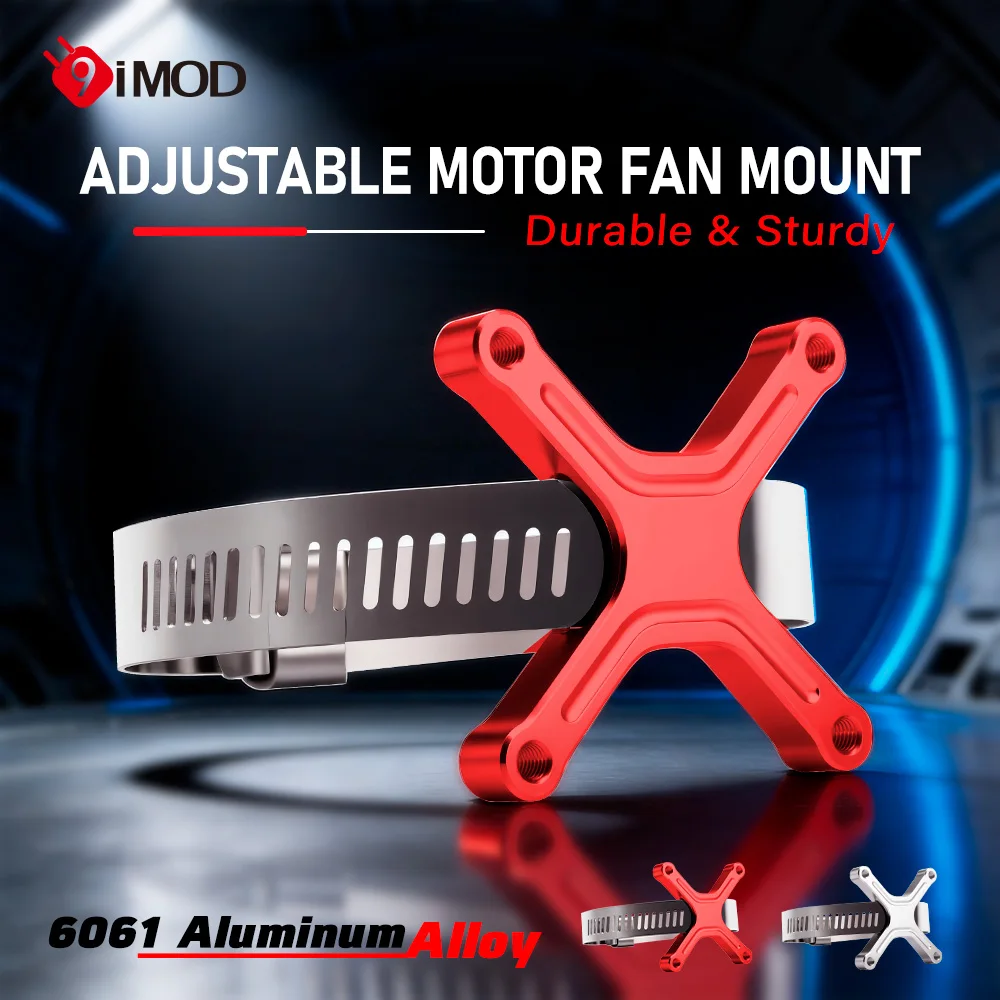 9IMOD 40x40mm Cooling Fan Mount Adjustable Aluminum Motor Clamp Bracket for 35-43 48-49 Series 1/10 RC Motor Upgrade Part