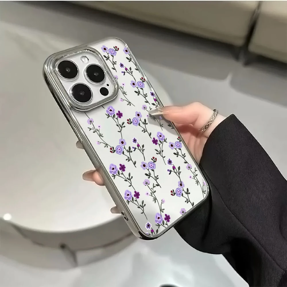 Blumen-Handyhülle für iPhone 17 15 13 14 16 11 12 Pro Max Plus 16 17 XR XS Hüllen Transparent Silberbeschichtet Luxus-Schutzhülle – Detail 14