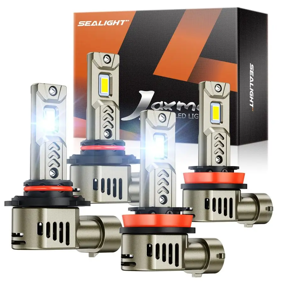 

9005 HB3 H11 H8 H9 LED Bulb Combo 11 Real Design, 1000 Super Bright L2S H11 9005 Bulb, 6500K Cool White, 20 Year Extended Lifes