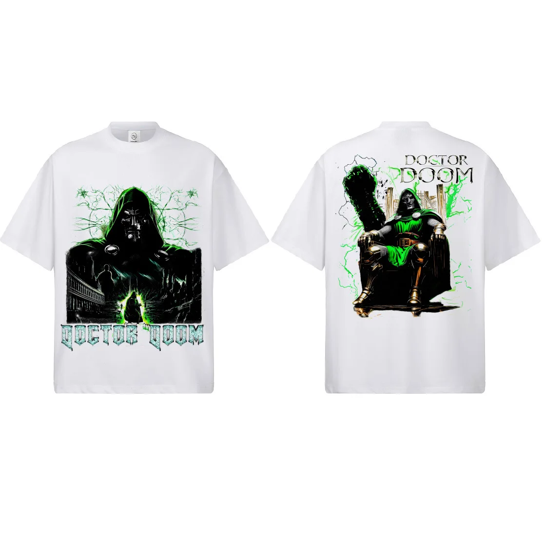 Doctor Doom Double-Side Graphic T-Shirt Unisex Oversized Supervillain Casual Cotton Short Sleeve Vintage Streetwear For Party