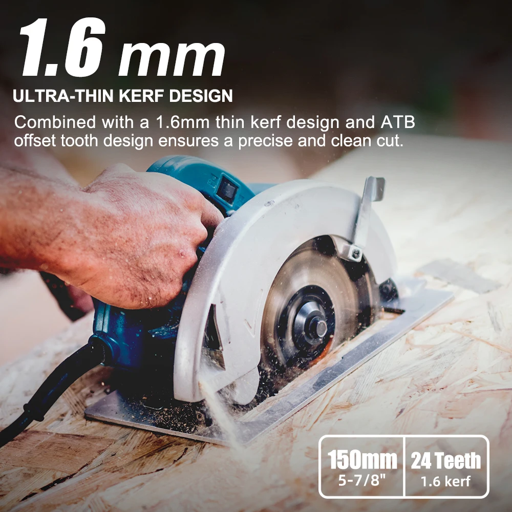 XCAN 1 Stück 150mm TCT Kreissägeblatt 16/24/30T Hartmetall-Sägeblatt Bohrung 20mm Holzbearbeitung Schneidscheibe Schneidwerkzeuge – Detail 7