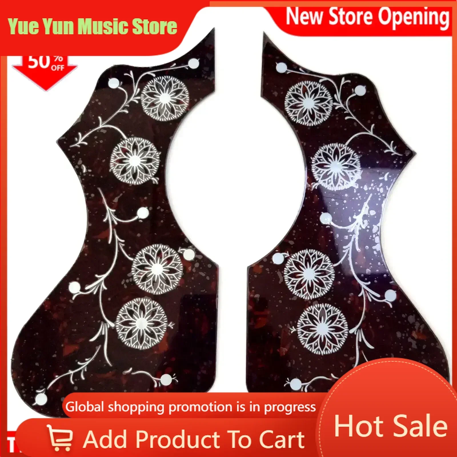 Black Self-Adhesive Acoustic Guitar Pickguard Left/Right Compatible with EJ200 Scratch Plate Protection for Guitarists
