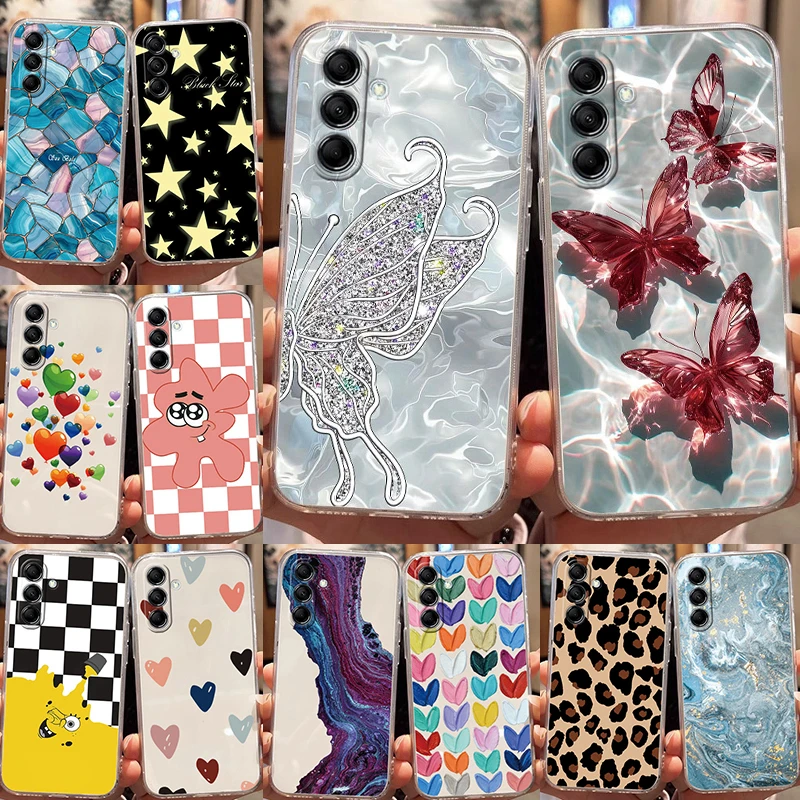 Для Samsung Galaxy M13 M14 M15 M23 M34 M35 M54 M55 F15 F23 F55 C55 5G Градиент Блеск Популярный Роскошный Мягкий Чехол Для Телефона Butterfly