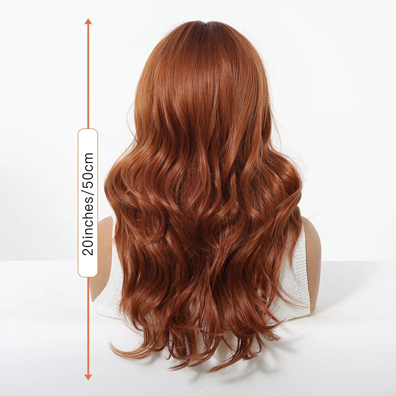 20 Inches Loose Body Wave Synthetic Wigs Natural Brown Wigs With Bangs For Women Daily Party High Temperature Long Curly Wigs