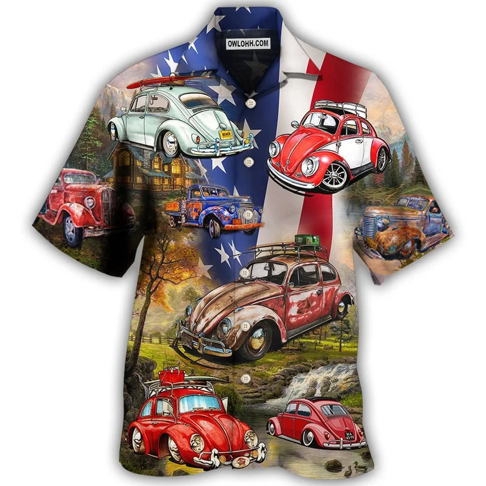 Hawaiian Men Shirt 3D Car Print Short Sleeve Blouse Summer Beach Vacation single Breasted Fashion Lapel Men\'s Clothing shirt