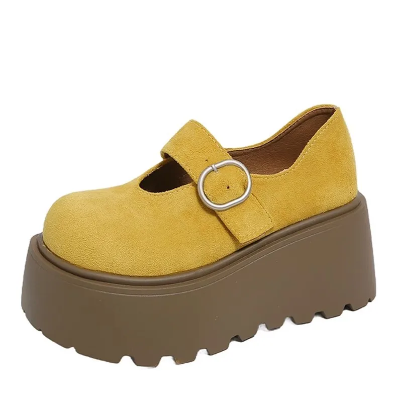 

Женская обувь Мэри Джейн на платформе с толстой подошвой JK, элегантное платье с пряжкой, весенне-осенняя одинарная обувь