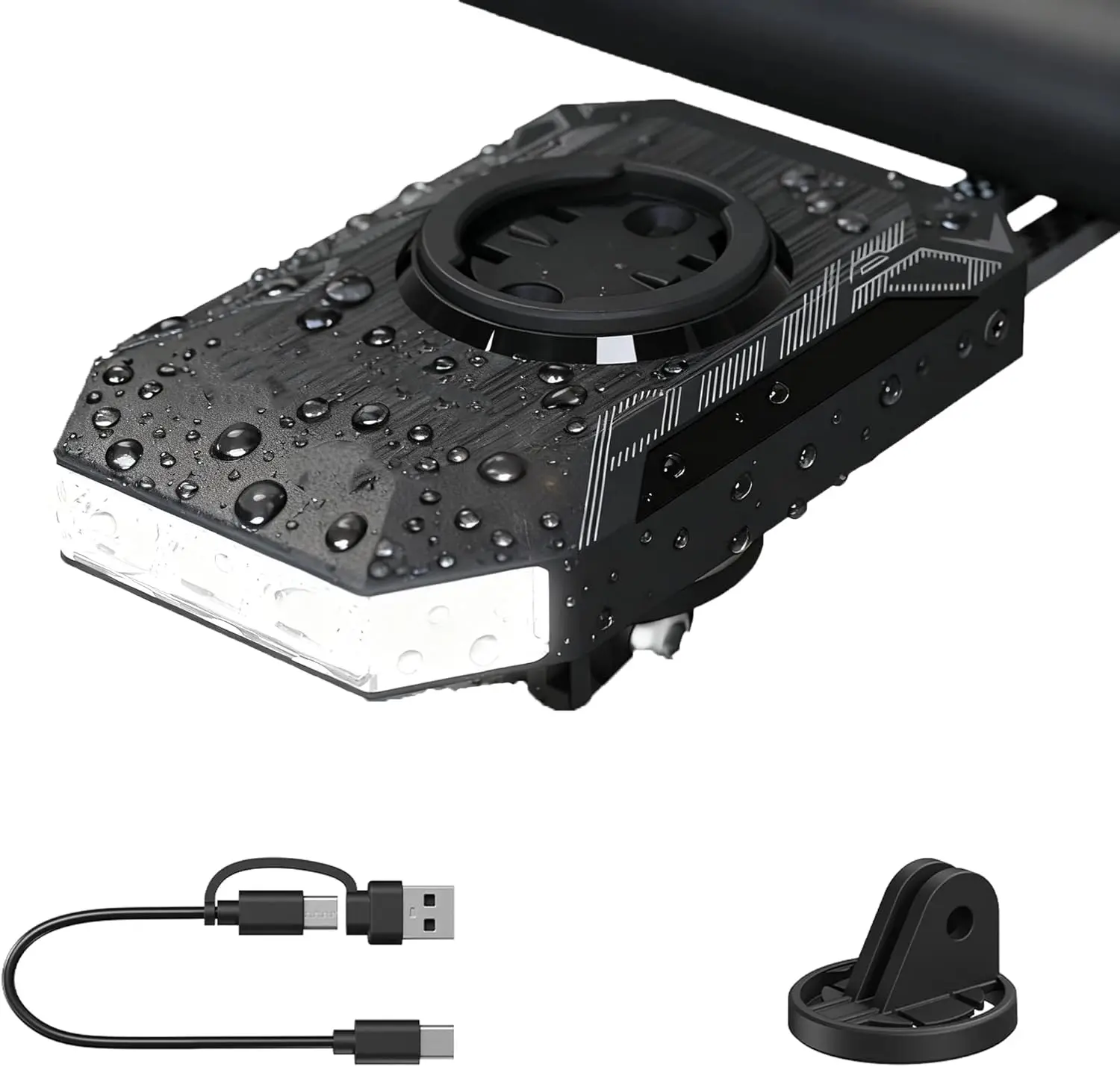 

Передний фонарь для велосипеда CL50, 4 режима, перезаряжаемый через USB 4000 мАч, водонепроницаемость IPX4, 220 ° Широкий луч, автоматическое включение/выключение, совместим с GoPro M