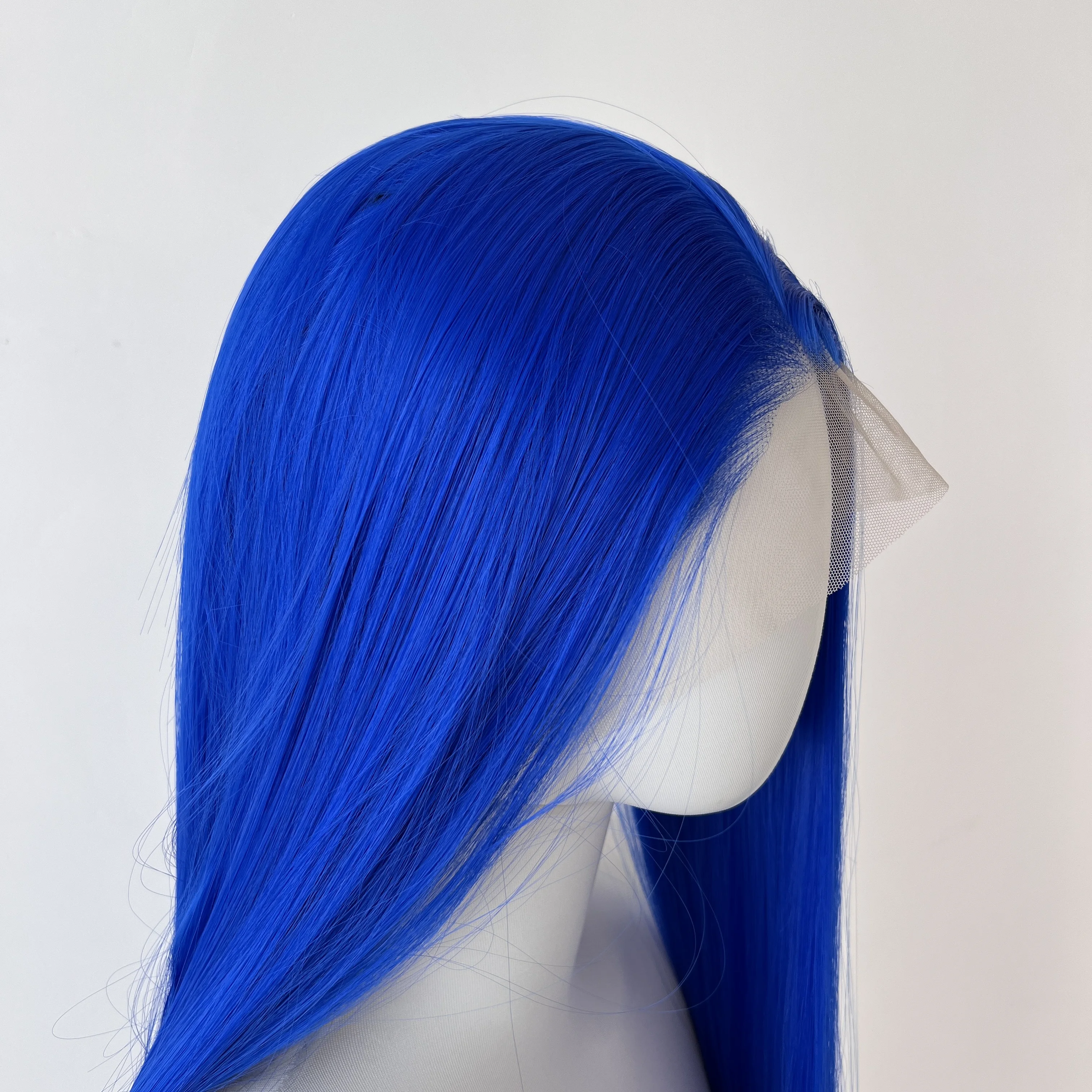 Синий парик фронта шнурка для женщин 26 дюймов 13*4 синтетические парики шнурка цветные длинные прямые парики для косплея парик из высокотемпературного волокна