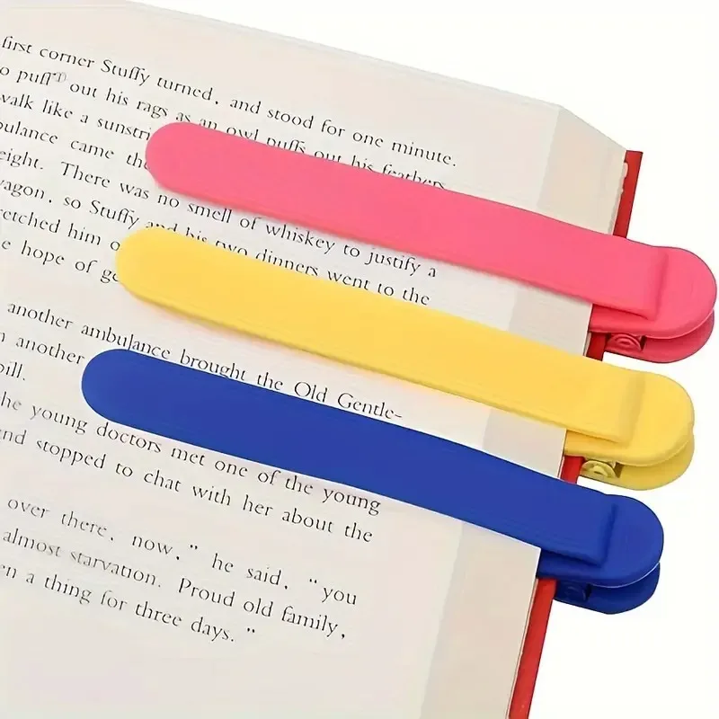 3CPS Silicone Automatic Bookmark, Page Clip Marker, Book Mark, Reading Accessory Gift, for Book Lovers, Office Supplies,