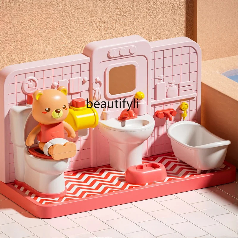 Children's toilet toy simulation bath wash 3 a 6 years old 2 girls play house boy