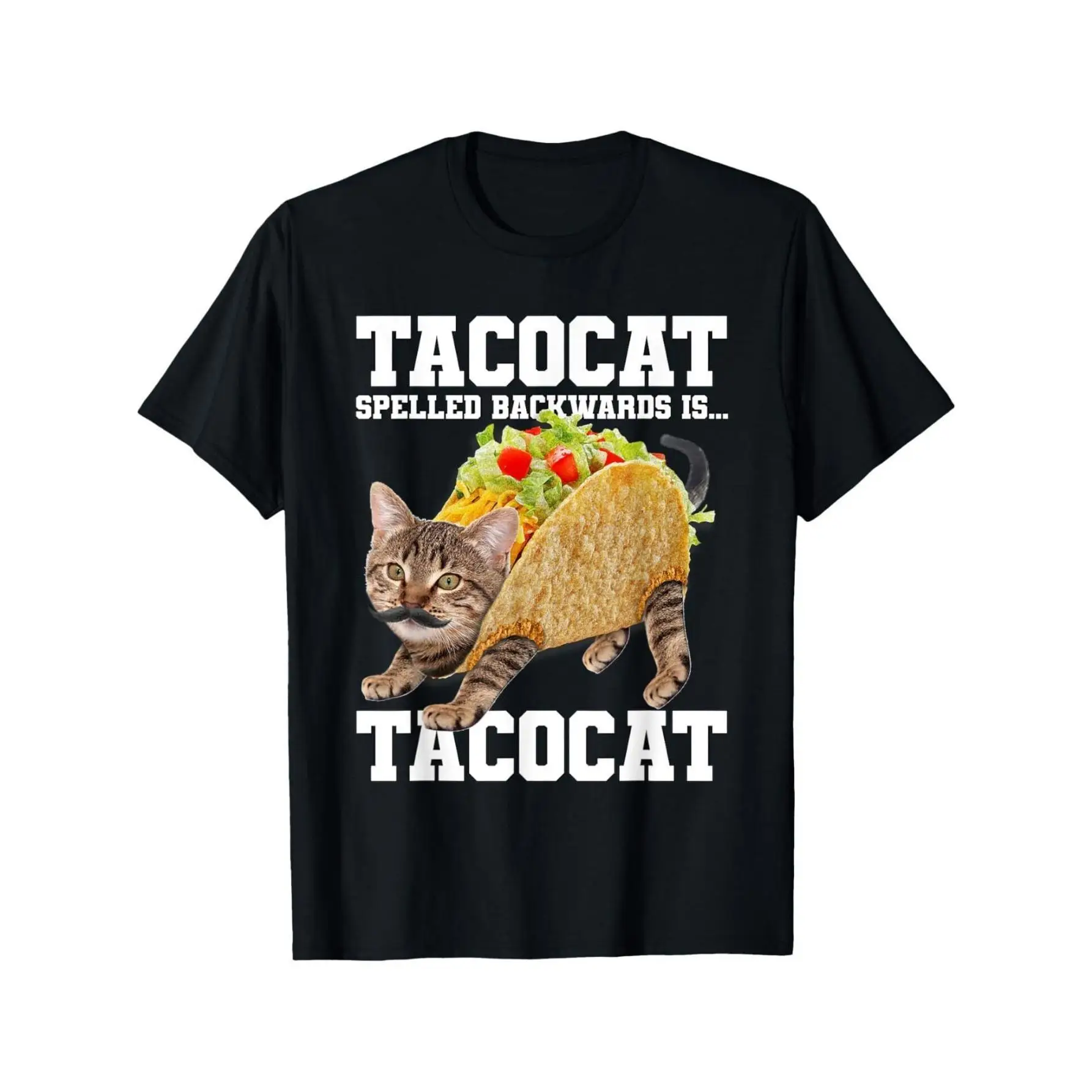 

Funny "Tacocat" T Shirt for Men Women Palindrome Cat Lover Graphic Tee Cute Cat & Taco Foodie Gift