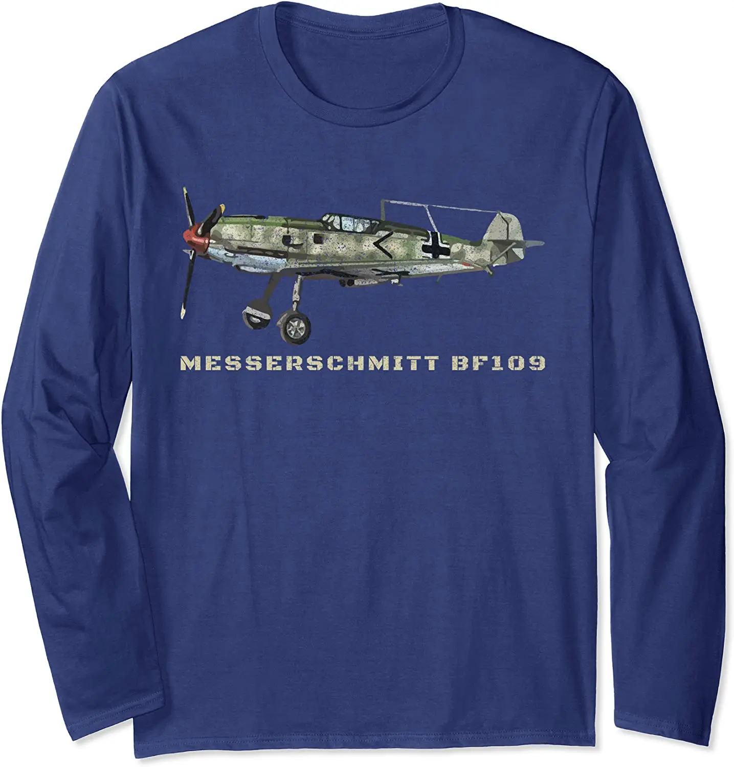 Bf 109 Germany World War II Airplane Gift Long Sleeve Cotton O-neck T-shirt.