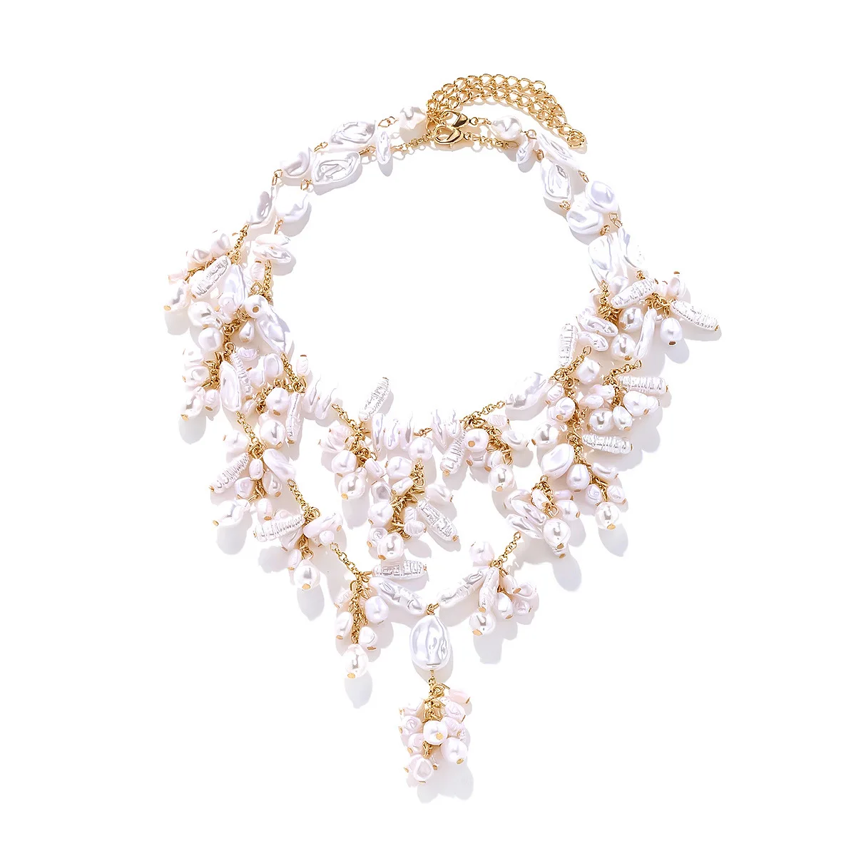 Simulated Pearls Beads Drop Necklace Trendy  Fascinating Collar Y Neck Jewelry for Women