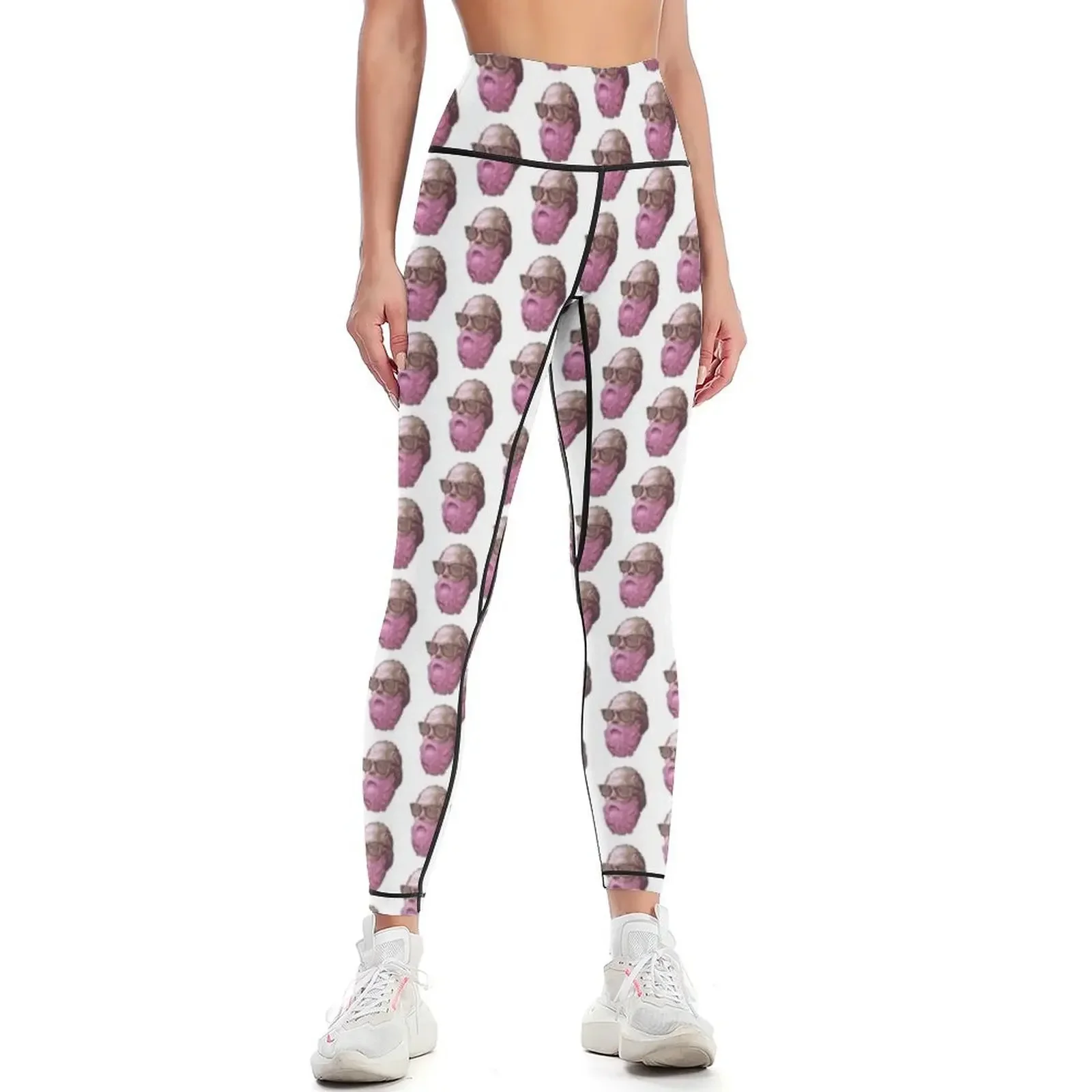 Socrates en leggings color rosa, ropa deportiva, leggings para gimnasio, ropa deportiva para golf, ropa de gimnasio, leggings para mujer