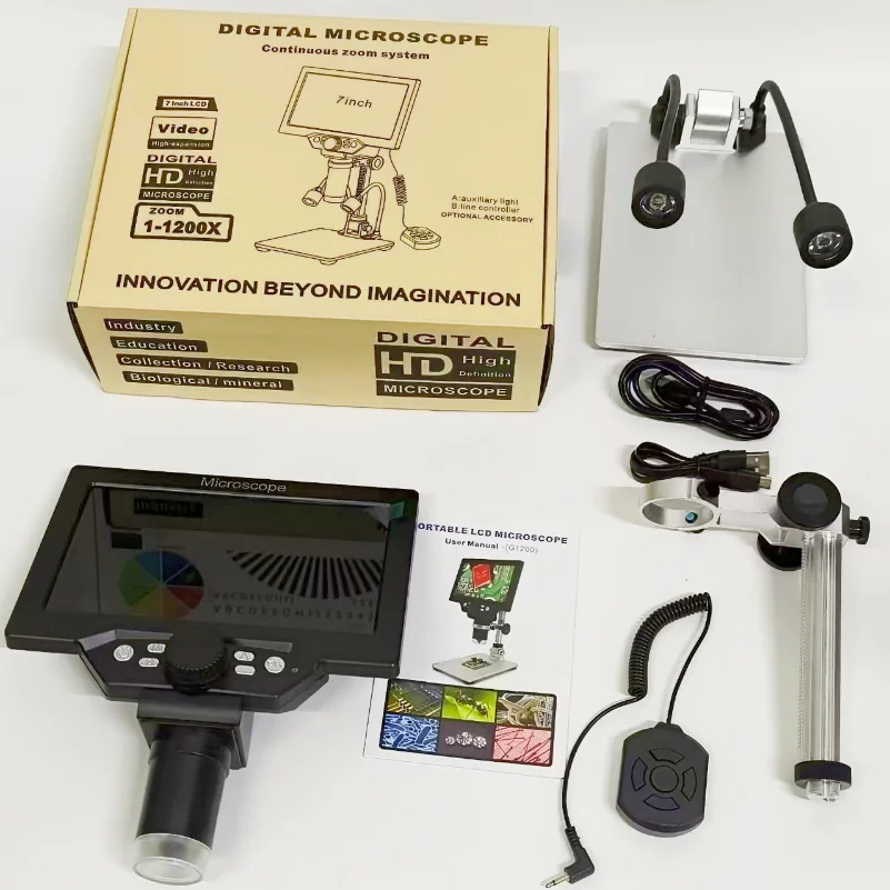 B1200 High-Definition 7-inch Screen 1200X Digital Microscope, Electronic Microscope, Industrial Magnifier for Repair