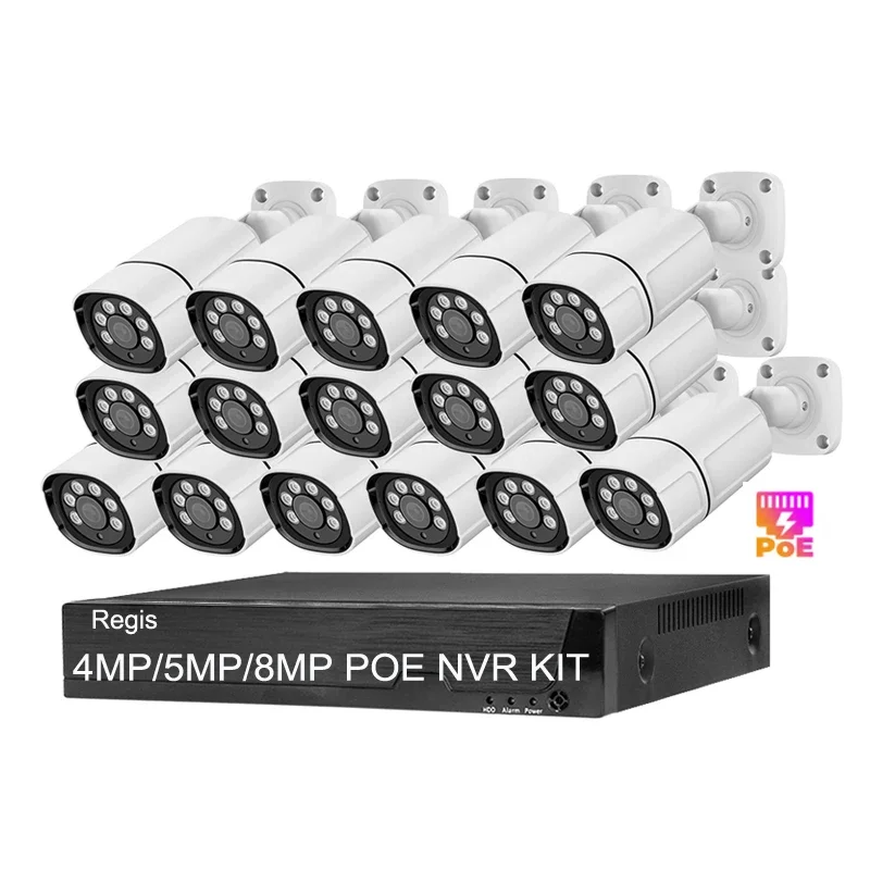 

4MP 5MP 8MP 4K 16 Channel Poe Nvr Kit Outdoor Indoor Waterproof Security Human Detection Cctv IP Poe Home Camera System