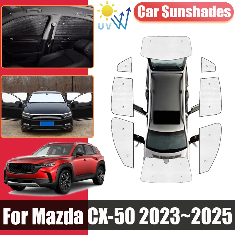 

Для Mazda CX-50 CX50 GT VA 2023 2024 2025 Автомобильные передние и задние солнцезащитные козырьки с защитой от УФ-лучей, блоки конфиденциальности, аксессуары